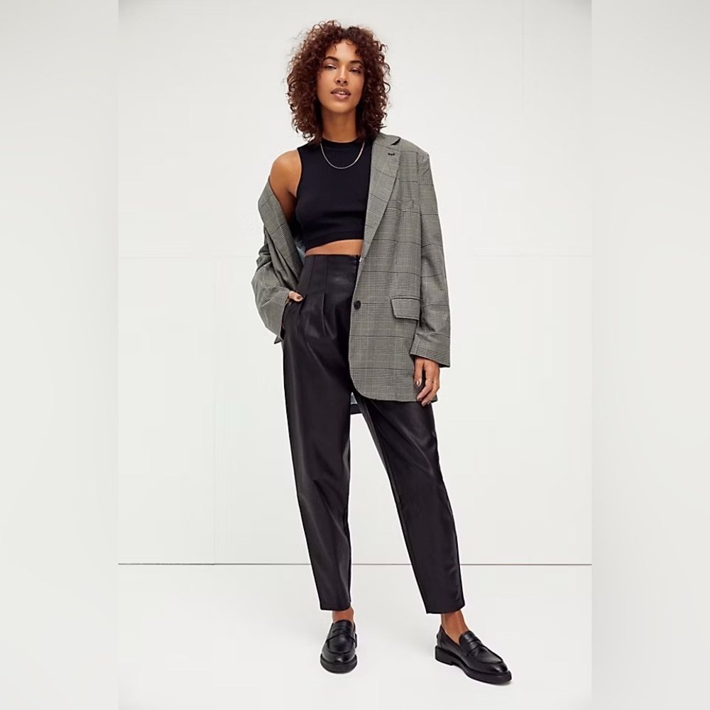 Free People Cecily Vegan Leather High Rise Pants size 8